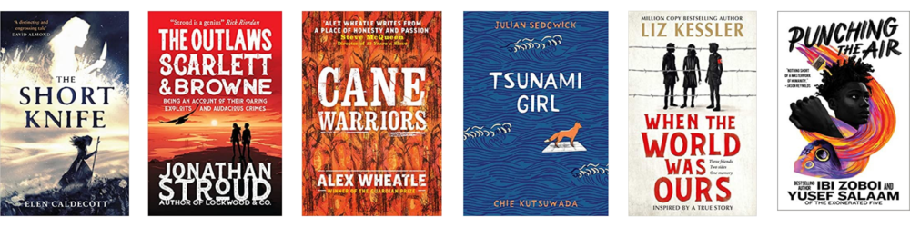 Cover shots of the six shortlisted titles for the UKLA Book Awards 2022, 11-14+ category