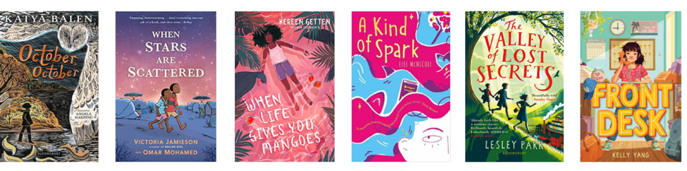 Cover shots of the six shortlisted titles for the UKLA Book Awards 7-10 category