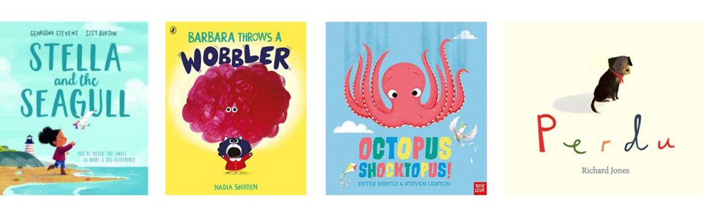 Cover shots of the 4 titles shortlisted for the Picture Book Category of the FCBG Children's Book Award