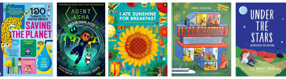 Cover images of five of the six shortlisted titles for the RS Young People's Book Prize