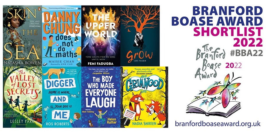 Cover images for the eight titles shortlisted for the Branford Boase Award 2022