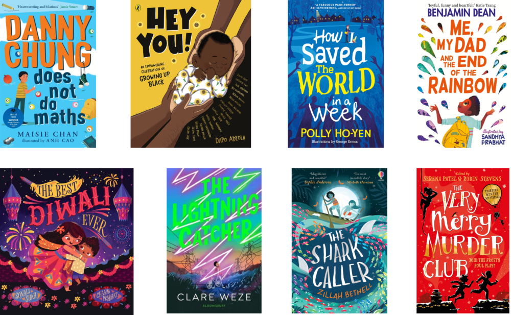 Cover shots of the eight shortlisted titles for The Diverse Book Awards 2022 Children's Fiction