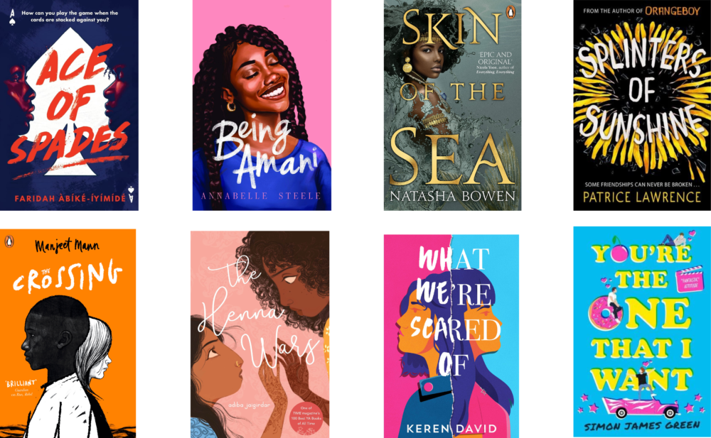 Cover shots of the eight shortlisted titles for The Diverse Book Awards 2022 YA Fiction