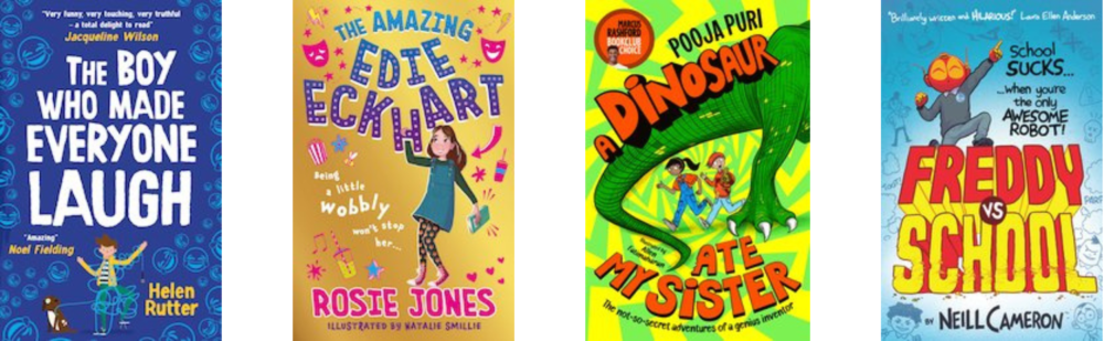 Cover images of the four 9-12 shortlisted titles