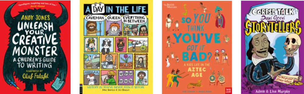 Cover shots of the four Lollies Non-fiction shortlisted titles 2023