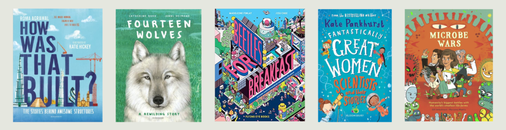 Cover images of the five remaining shortlisted titles for the RS Young People's Book Prize 2022