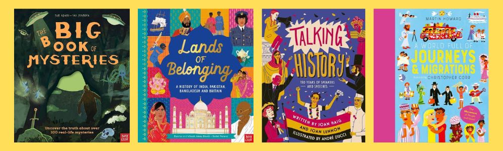 Cover images of the four titles shortlisted for the 8-12 category of the SLA Information Book Awards 2023