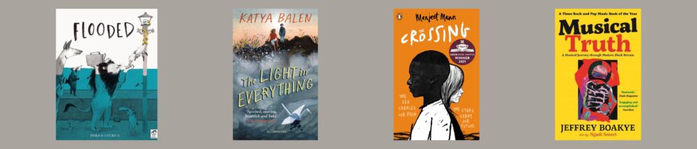 Cover images of the four category winners for the UKLA Book Awards 2023