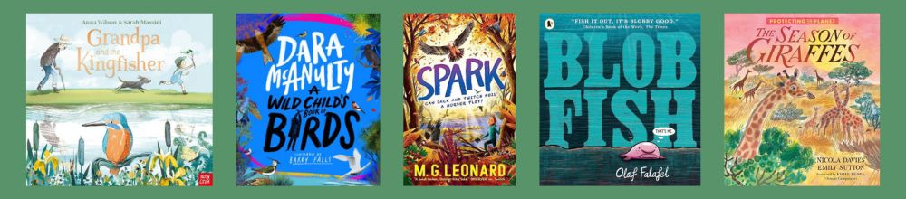 Cover shots of the five also shortlisted titles for the Children's Writing on Nature and Conservation Prize 2023