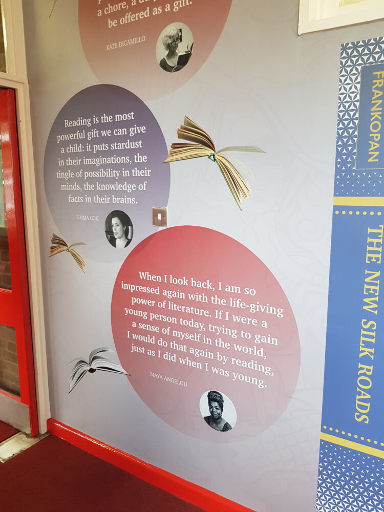 Wall mural with quotes about the power of reading from some famous authors