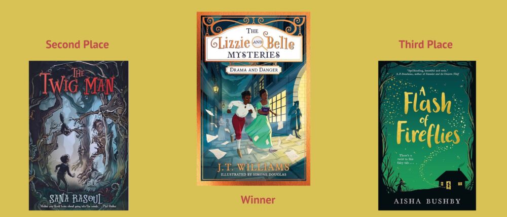 Cover images of the winner and runners up for the Children's Fiction category of the Diverse Book Awards 2023