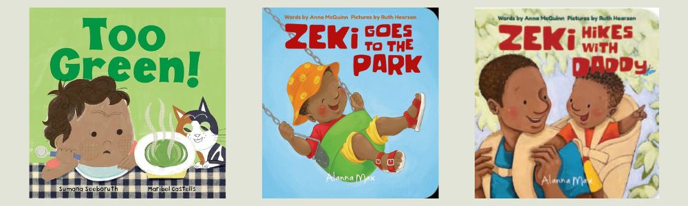 Cover images for the three titles shortlisted for the Inclusive Books for Children Awards 2024 - Babies and Toddlers category, helping to promote inclusive library collections in schools and homes.