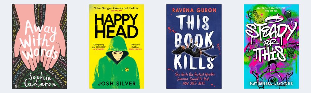 Cover images of the four shortlisted titles for the 11+ category of the Spark! School Book Awards 23-24, a children's book award voted for by pupils across the country.