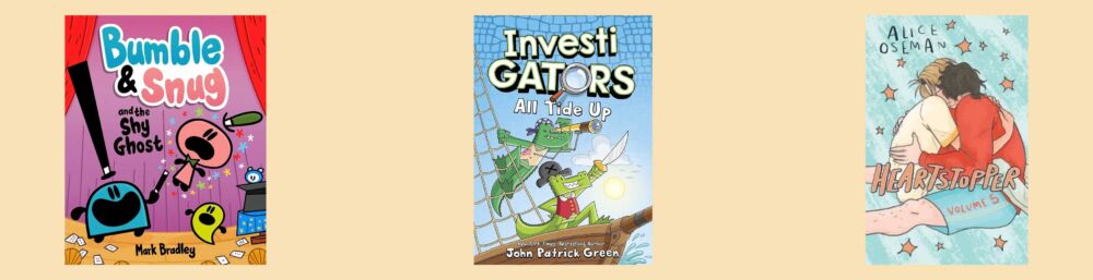 Cover shots of the three category winners for the Scholastic Graphic Novel Prize 2024
