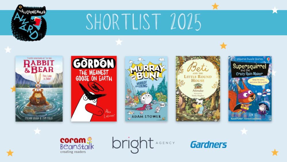 Cover images of the five titles shortlisted for the Alligator's Mouth Award 2025