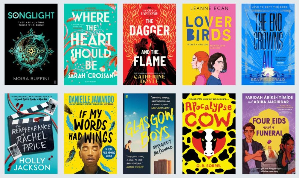 Cover shots of the 10 titles shortlisted for the YA Book Prize 2025