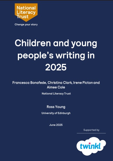 Cover of the NLT's report into children and young people's writing in 2025